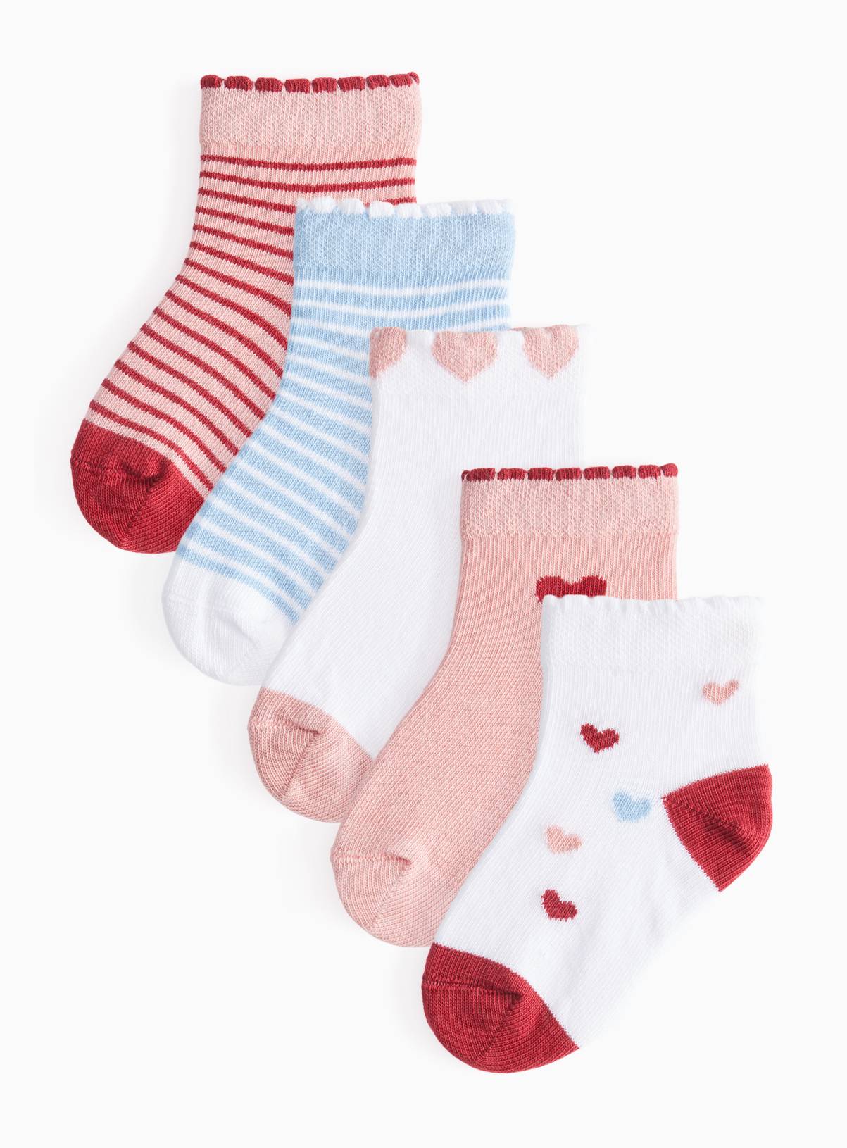 Heart Detail Socks 5 Pack 12-24 months - Image 1